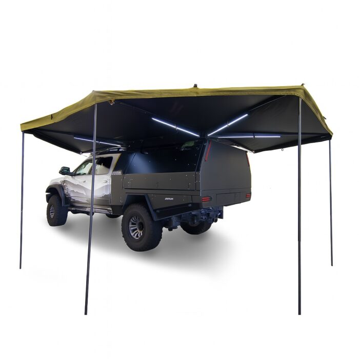 23Zero Peregrine PRO 6 Arm 270 Degree Awning Left Deployed On Ram Truck